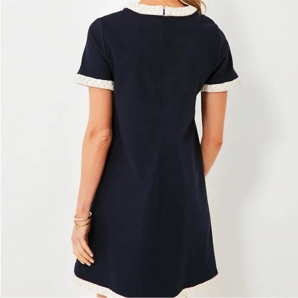 NWT Tuckernuck Navy Bow Olivia Dress with Cream Trim size XL - Picture 4 of 7
